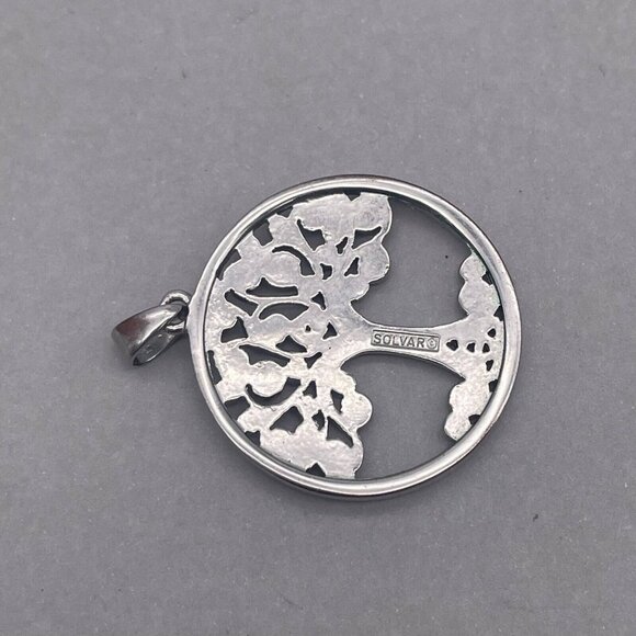 Solvar Tree of Life Round Pendant Silver Tone Multicolor Rhinestone - Picture 5 of 5